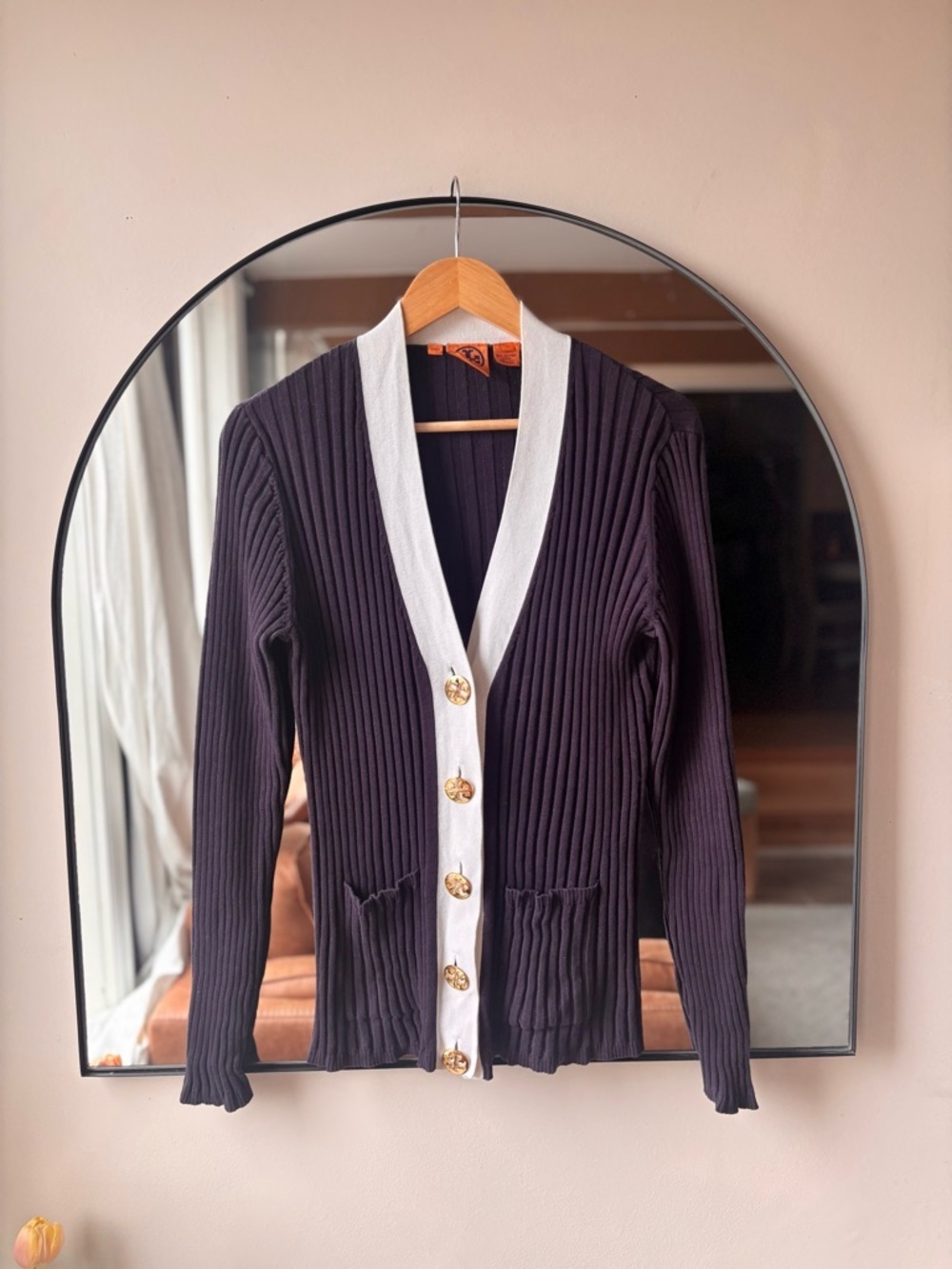 TORY BURCH | ribbed cardigan | size xl